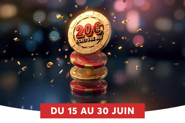 Cette image promotionnelle de casino pr�sente une pile de quatre jetons au centre, dont le premier affiche 