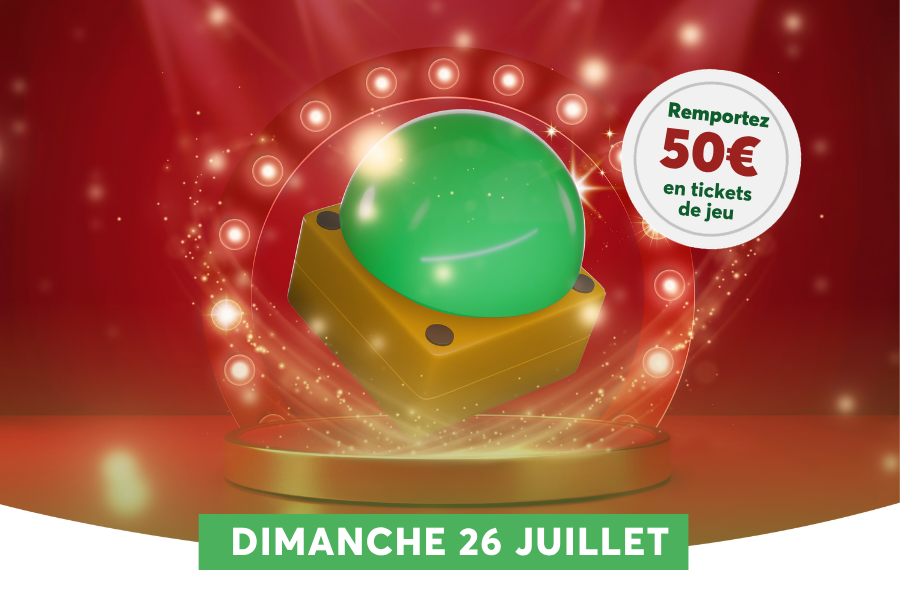 Cette image promotionnelle montre un imposant bouton vert 